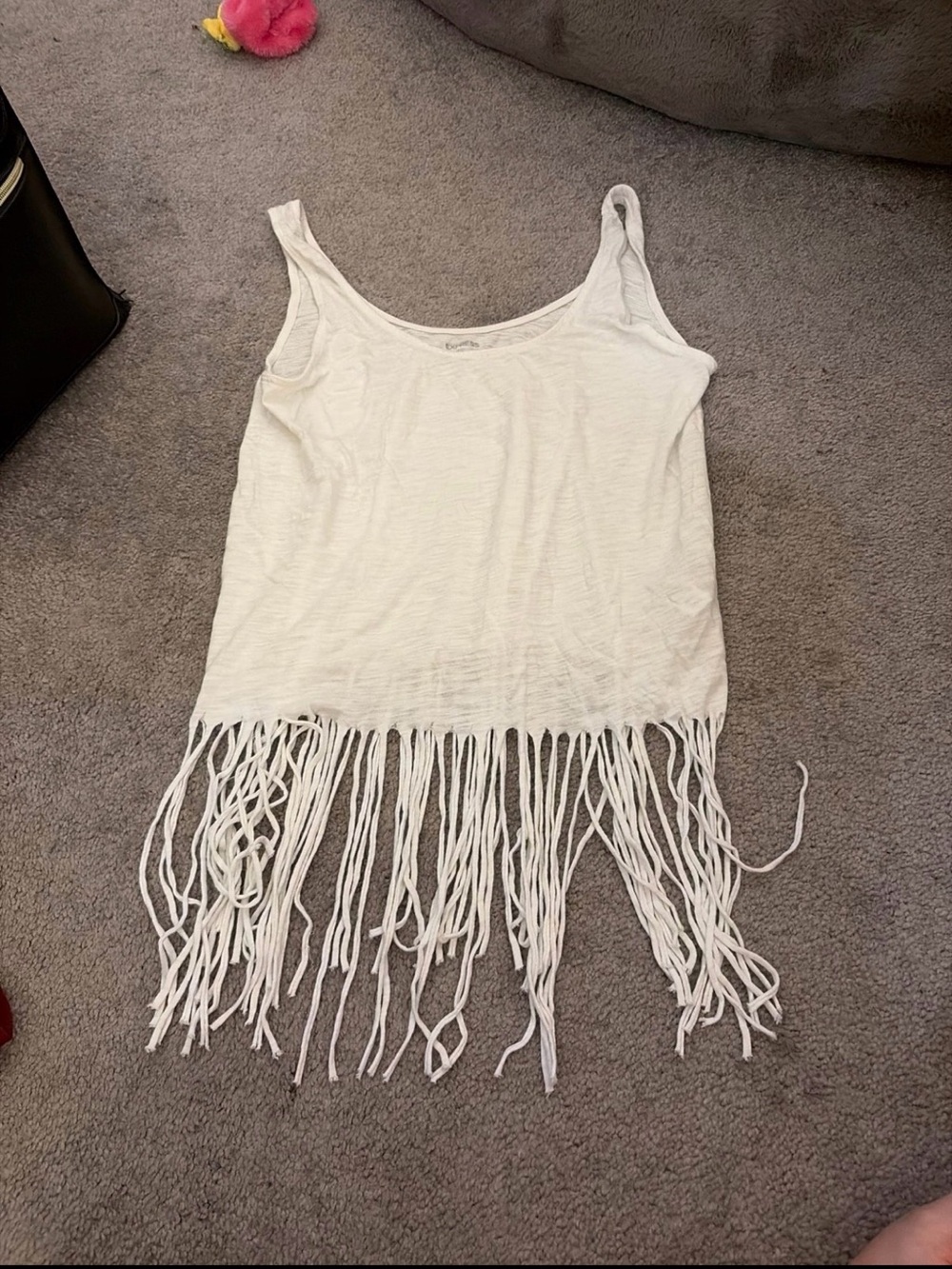 Express White Fringe Tank Top